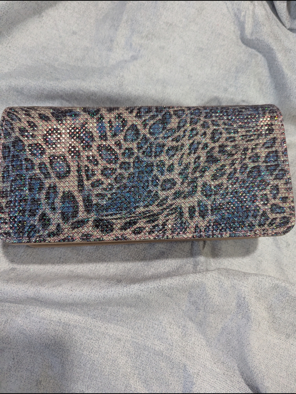Iridescent Blue Leopard Clutch Wallet